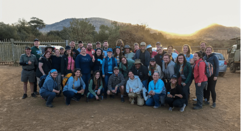 Sandra Makeilski for Blog 4 Fellows pose for a group photo following a safari in Pilanesberg National Park